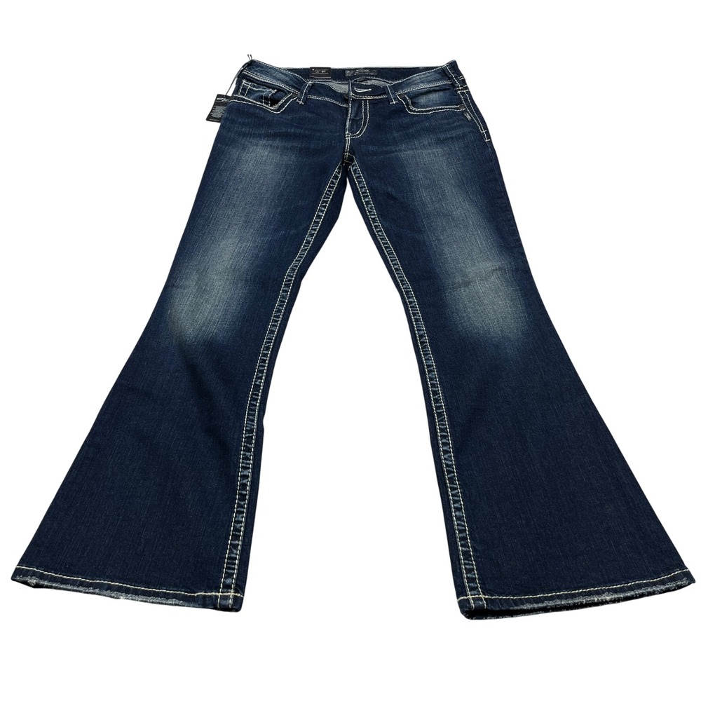 Silver Suki Womens‎ Bootcut Jeans 8 Blue Embroidered Mid Rise Curvy Fit